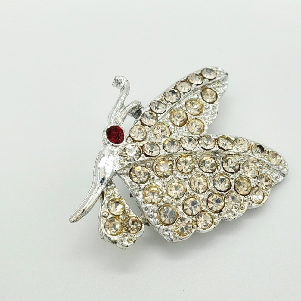 Rhinestone butterfly pin - Picture 1 of 3